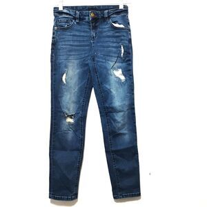 Girls Justice distressed girlfriend Blue jeans size 12 Button Zipper Pockets